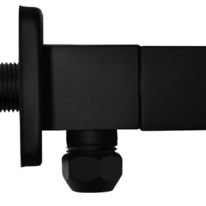 Square hoekstopkraan+rozet 3/8'x10 mat zwart