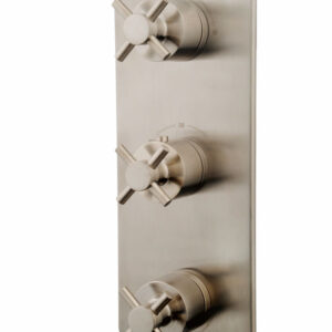 Cross afbouwdeel inbouwthermostaat 3 weg geborsteld staal PVD