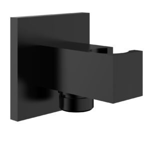 Rombo wandaansluitbocht met handdouchehouder vierkant 1/2" mat zwart