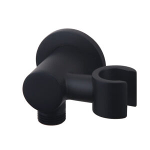 UniMatch wandaansluitbocht met kantelbare handdouchehouder rond 1/2" mat zwart