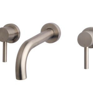 Caral afbouwdeel wastafelkraan 2-knops inbouw geborsteld staal PVD