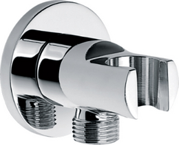 UniMatch wandaansluitbocht met handdouchehouder rond 1/2" chroom
