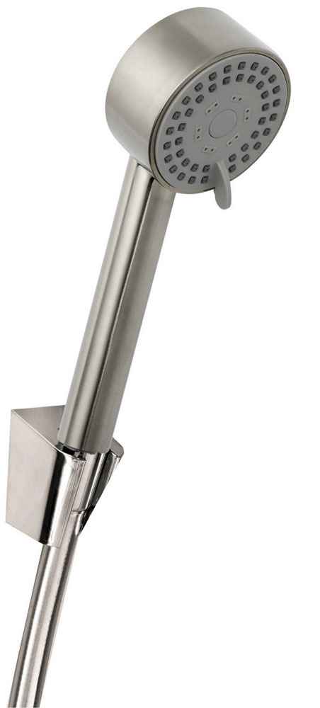 UniMatch Cadans handdoucheset met handdouche 3 standen Ø 8 cm, doucheslang en wandhouder kantelbaar geborsteld staal