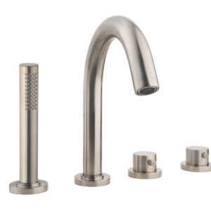 Caral afbouwdeel badrandthermostaat 4-gats geborsteld staal PVD