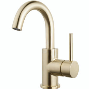 Caral wastafelkraan met draaibare uitloop geborsteld messing PVD