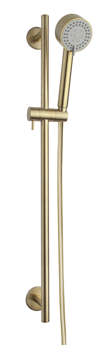 UniMatch Cadans glijstangset compleet met handdouche 3 standen Ø 8 cm geborsteld messing PVD