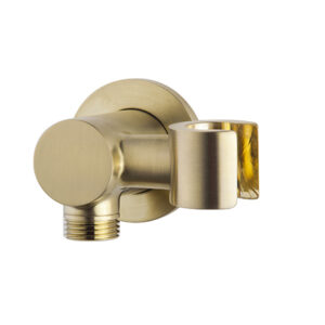 UniMatch wandaansluitbocht met kantelbare handdouchehouder rond 1/2" geborsteld messing PVD