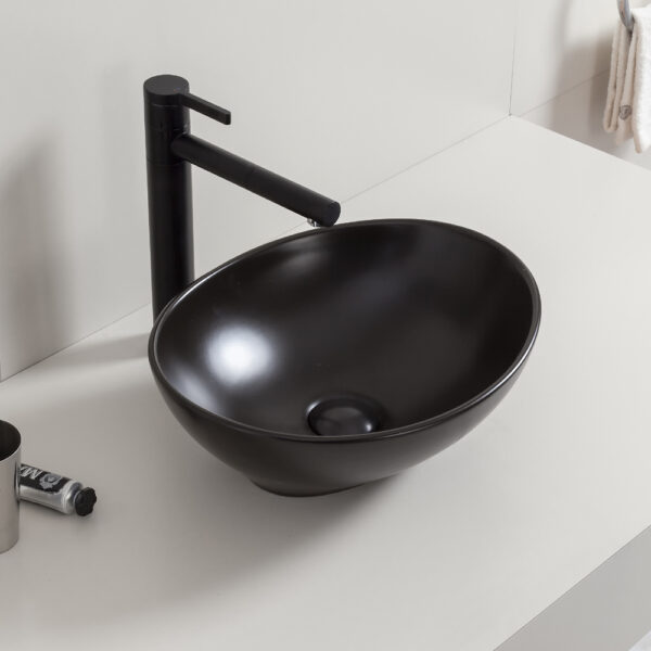 Barco waskom ovaal 40 x 33 x 14,5 cm keramiek mat zwart