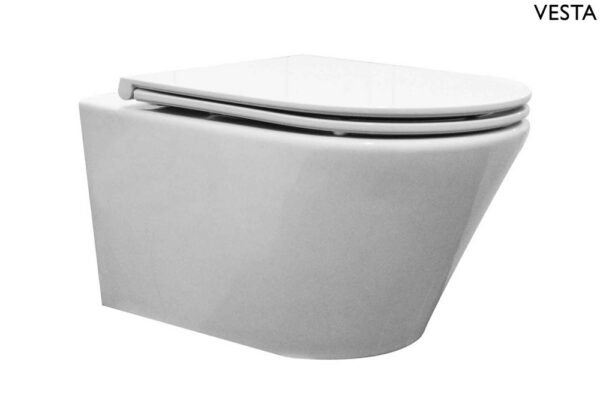 Vesta wandcloset met Flatline toiletzitting softclose en quick release glans wit