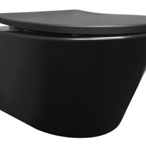 Vesta wandcloset rimless met Shade slim toiletzitting softclose en quick release mat zwart