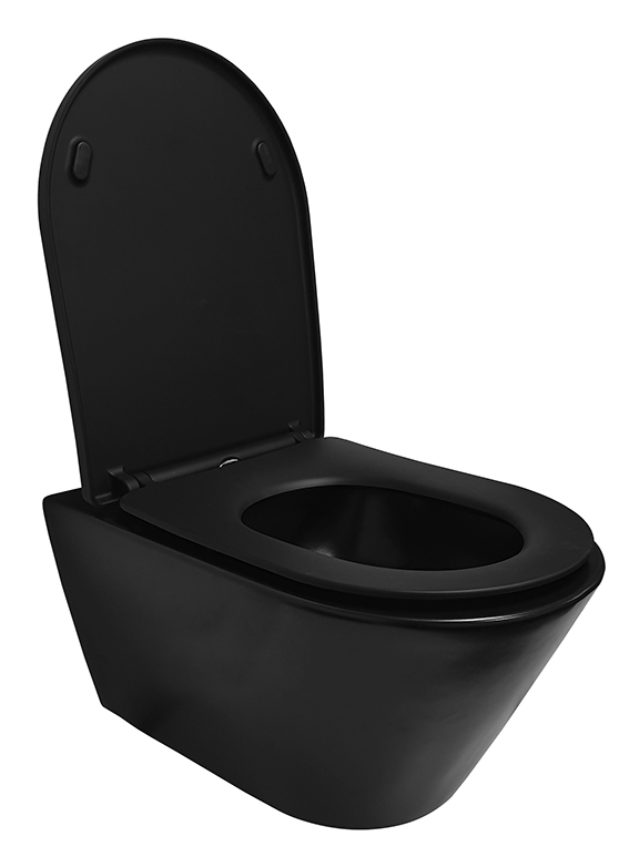 Stereo wandcloset rimless met Shade slim toiletzitting softclose en quick release mat zwart
