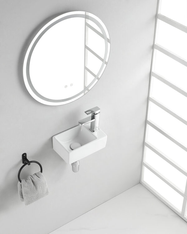 Rhea XXS fontein rechts 30,5 x 18 x 11 cm keramiek glans wit