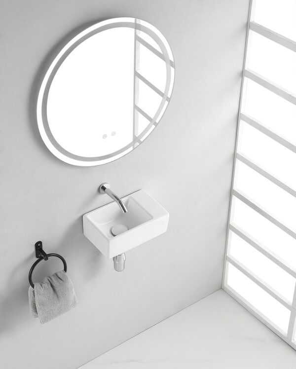 Rhea XXS fontein zonder kraangat rechts 30,5 x 18 x 11 cm keramiek glans wit