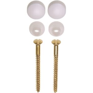 Potschroevenset zonder plug 2 stuks messing 5.5 x 70 mm afdekdop wit