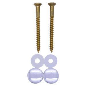 Potschroevenset zonder plug 2 stuks messing 5.5 x 70 mm afdekdop chroom