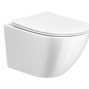 Nibiru rimless wandcloset met toiletzitting softclose en quick release glans wit