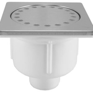 Doucheput met onderuitlaat kunststof 10 x 10 cm RVS