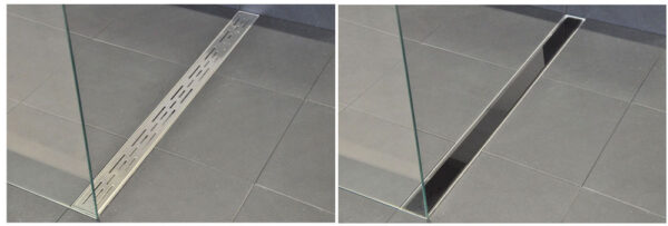 Glasrooster voor douchegoot 100 x 7 cm glanzend zwart