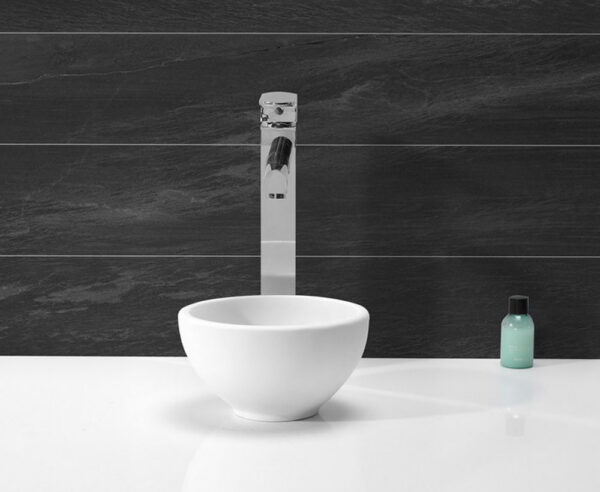 Tessa waskom rond 20 x 11 cm solid surface mat wit
