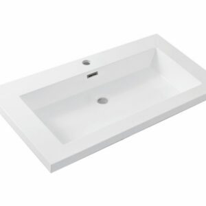 Vision wastafel enkel met 1 kraangat 80x46x5,5 cm kunstmarmer glans wit