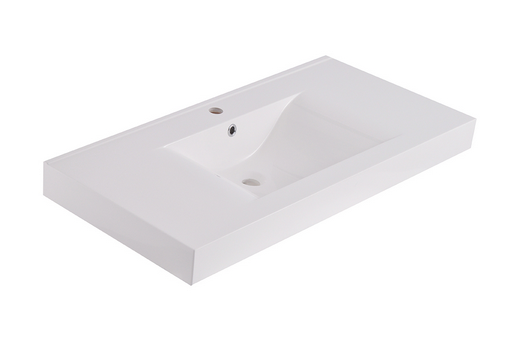 Tigris wastafel enkel met 1 kraangat 100x46x8 cm kunstmarmer glans wit