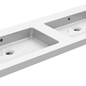 Kera wastafel dubbel zonder kraangat 120x46x5 cm keramiek glans wit
